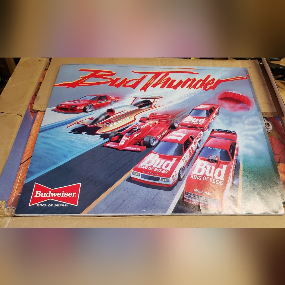 Vintage BUD THUNDER Nascar Budweiser posters!